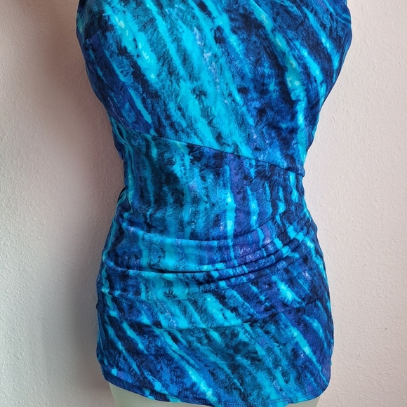Vintage Roxanne Blue One Piece Swimsuit Size 14 /38D - Picture 5 of 16